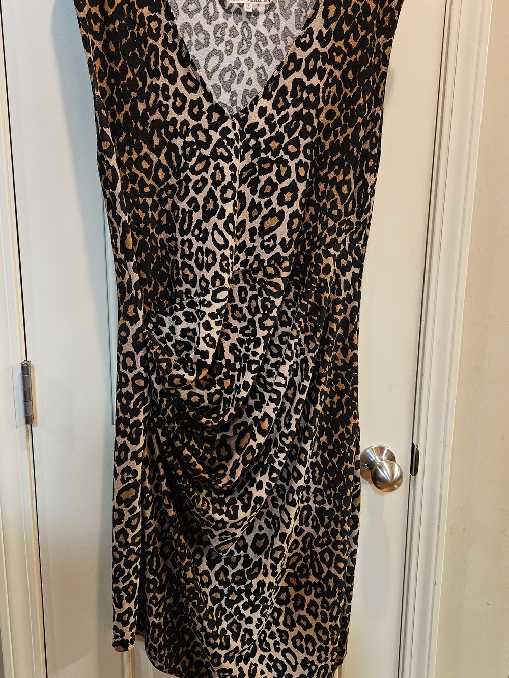 RACHEL Rachel Roy Leopard Print Midi Dress in Black and Brown